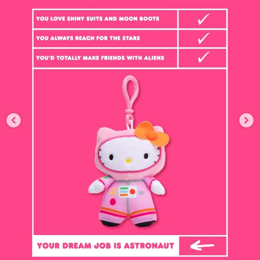 Hello kitty plush dangler dream job series